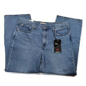 Levis Premium Big E Premium Jeans 33 x 30‎ Womens Blue NWT Loose Straight Denim